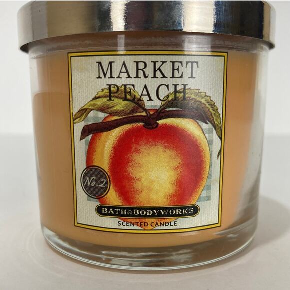 UNBURNED Bath & Body Works Market Peach Single Wick Scented Candle 4 Oz - Picture 2 of 7